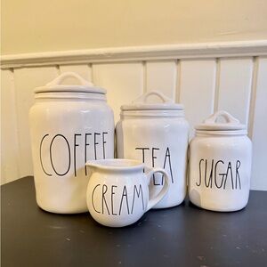 Rae Dunn Coffee, Tea, Sugar and Creamer set